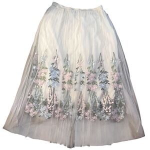 Moon Collection Embroidered Floral Tulle Skirt M L Fairy Grunge Whimsigoth